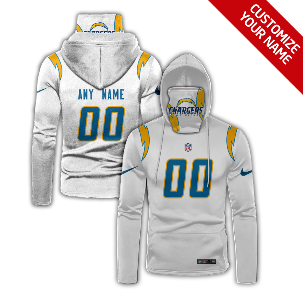 Men's Los Angeles Chargers 2020 White Customize Hoodie Mask